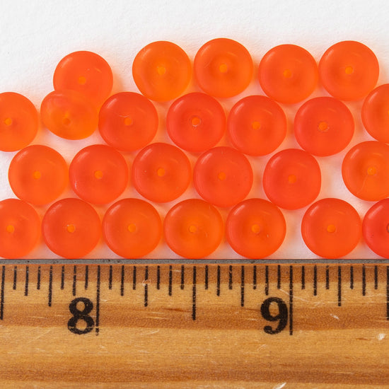 8mm Rondelle Beads - Hyacinth Orange  Matte - 30 Beads