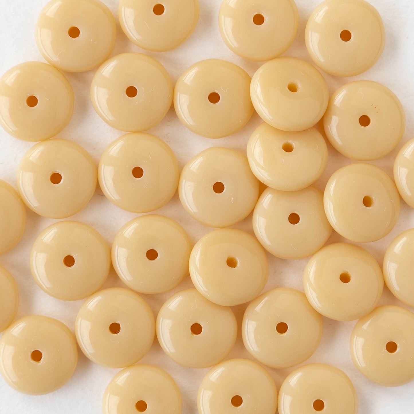 8mm Glass Rondelle Bead - Ivory White - 30 Beads