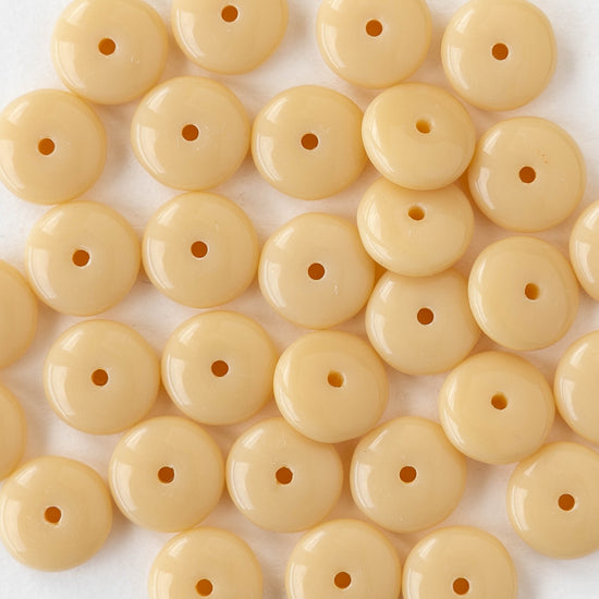 8mm Glass Rondelle Bead - Ivory White - 30 Beads