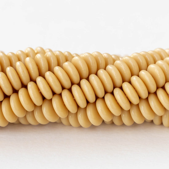 8mm Glass Rondelle Bead - Ivory White - 30 Beads