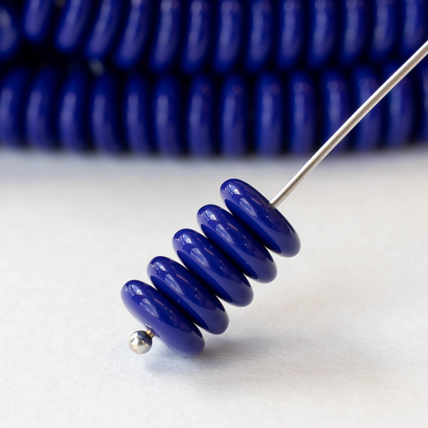 8mm Glass Rondelle Bead - Cobalt Blue - 30 Beads