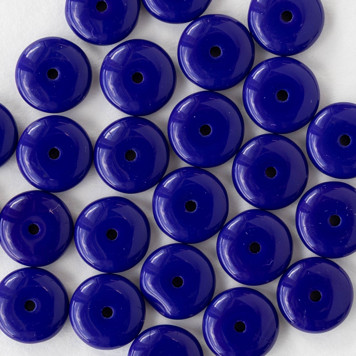 8mm Glass Rondelle Bead - Cobalt Blue - 30 Beads