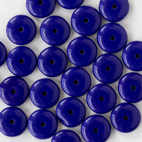 8mm Glass Rondelle Bead - Cobalt Blue - 30 Beads