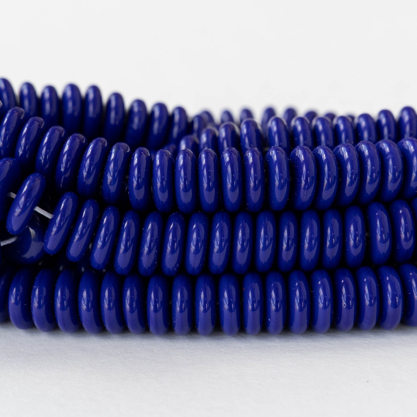 8mm Glass Rondelle Bead - Cobalt Blue - 30 Beads