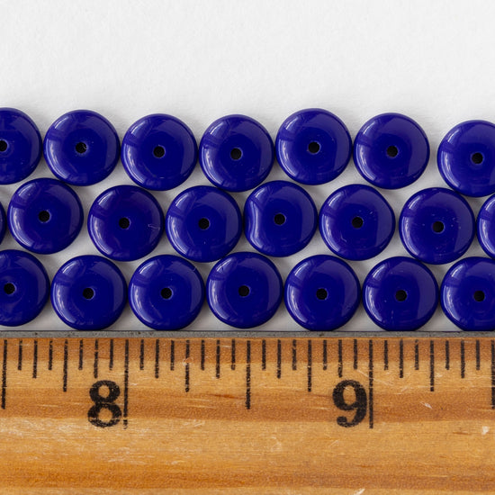 8mm Glass Rondelle Bead - Cobalt Blue - 30 Beads