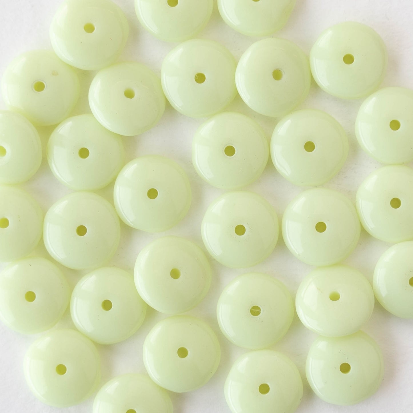8mm Glass Rondelle Bead - Pale Yellow - 30 Beads