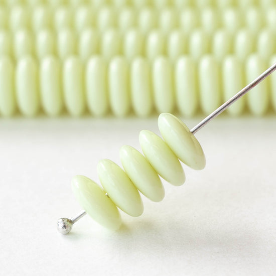 8mm Glass Rondelle Bead - Pale Yellow - 30 Beads