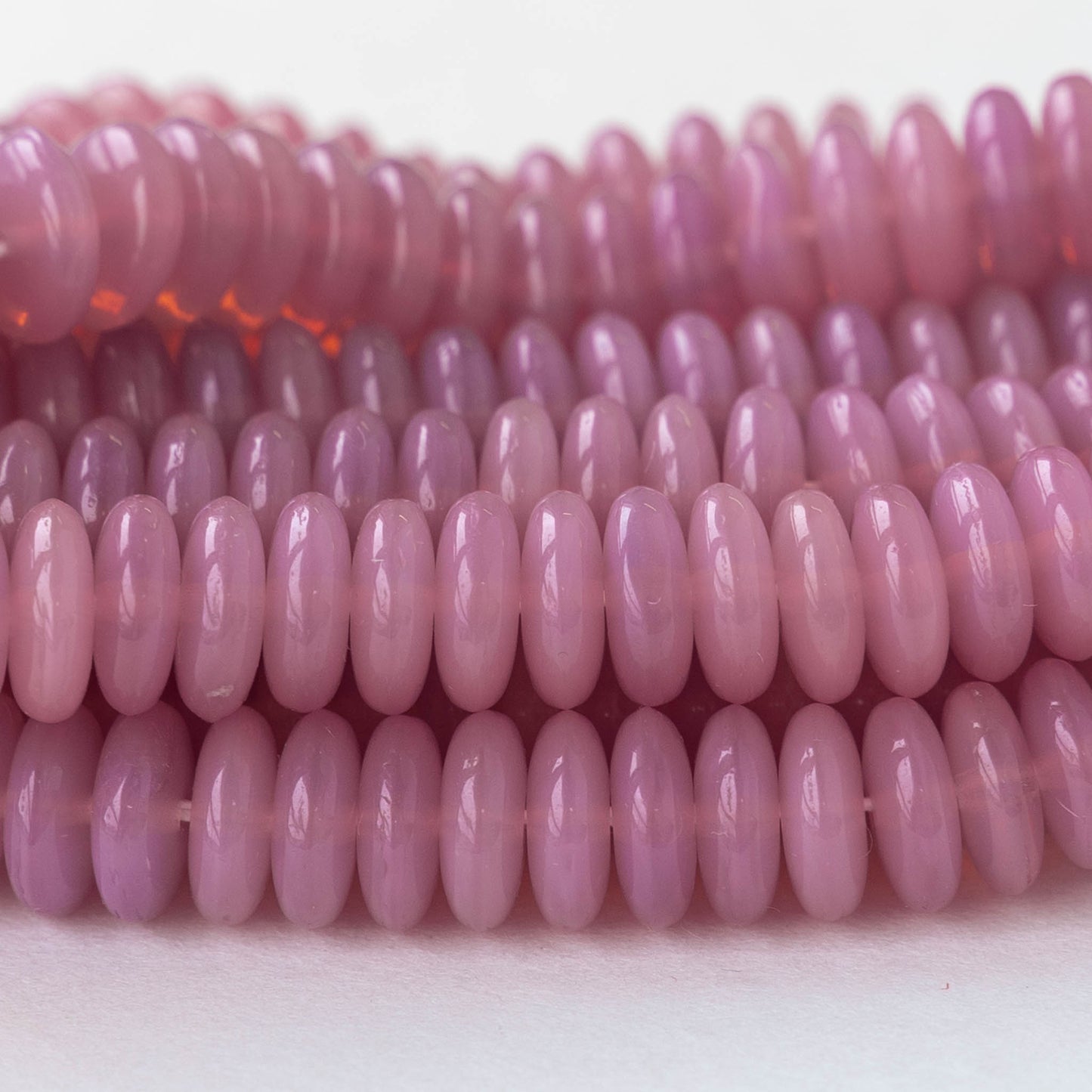 8mm Glass Rondelle Beads - Opaline Pink Rose - 30 Beads