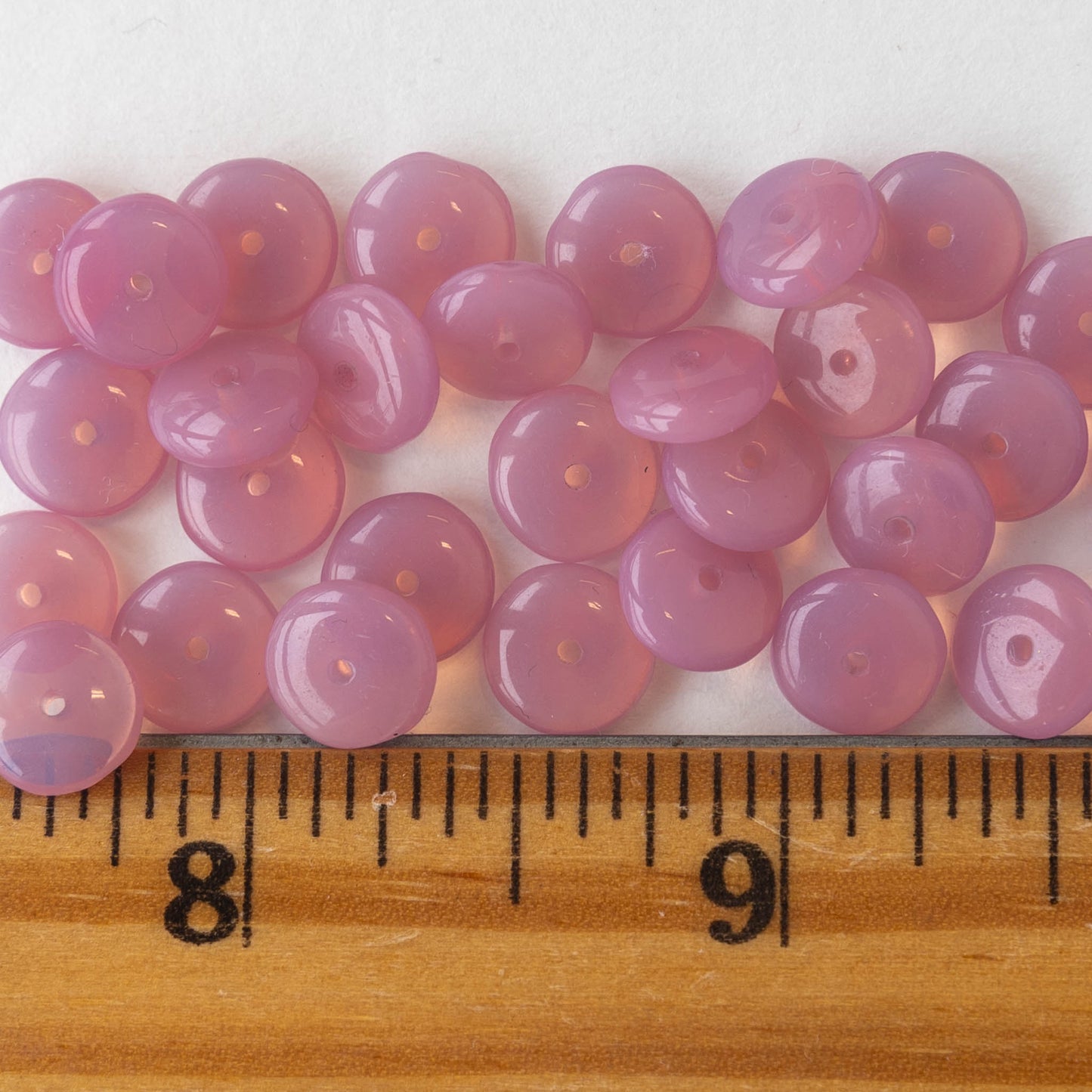 8mm Glass Rondelle Beads - Opaline Pink Rose - 30 Beads