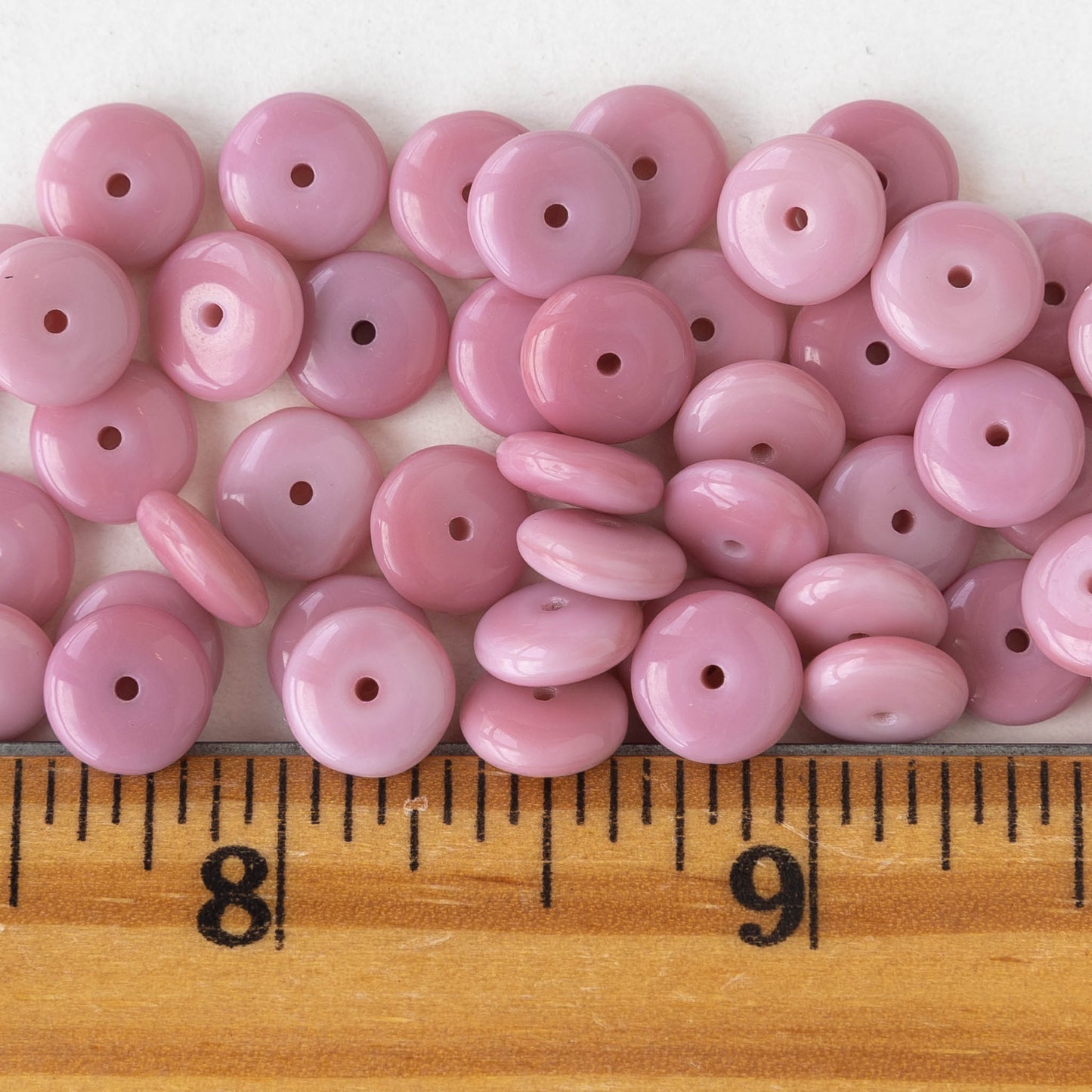 8mm Glass Rondelle Beads - Opaque Pink - 30 Beads