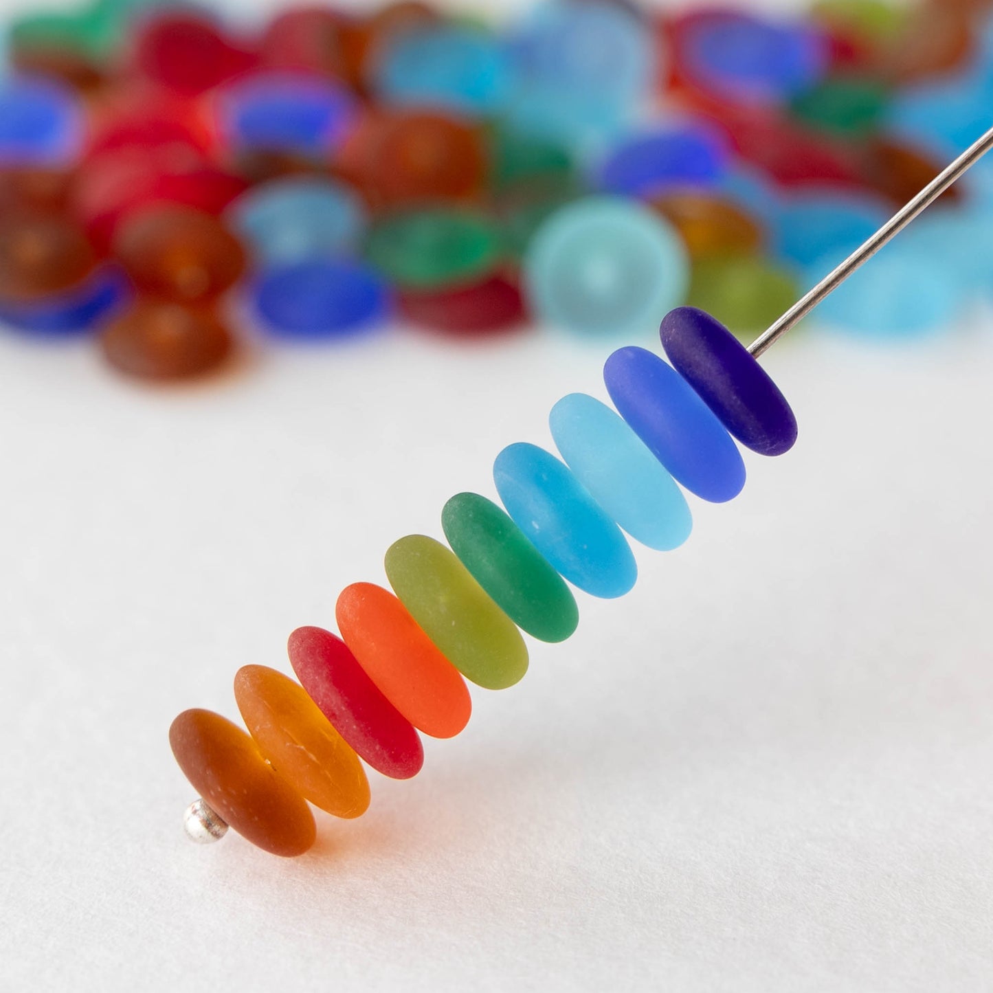 8mm Glass Rondelle Bead - Matte Color Mix - 100 Beads