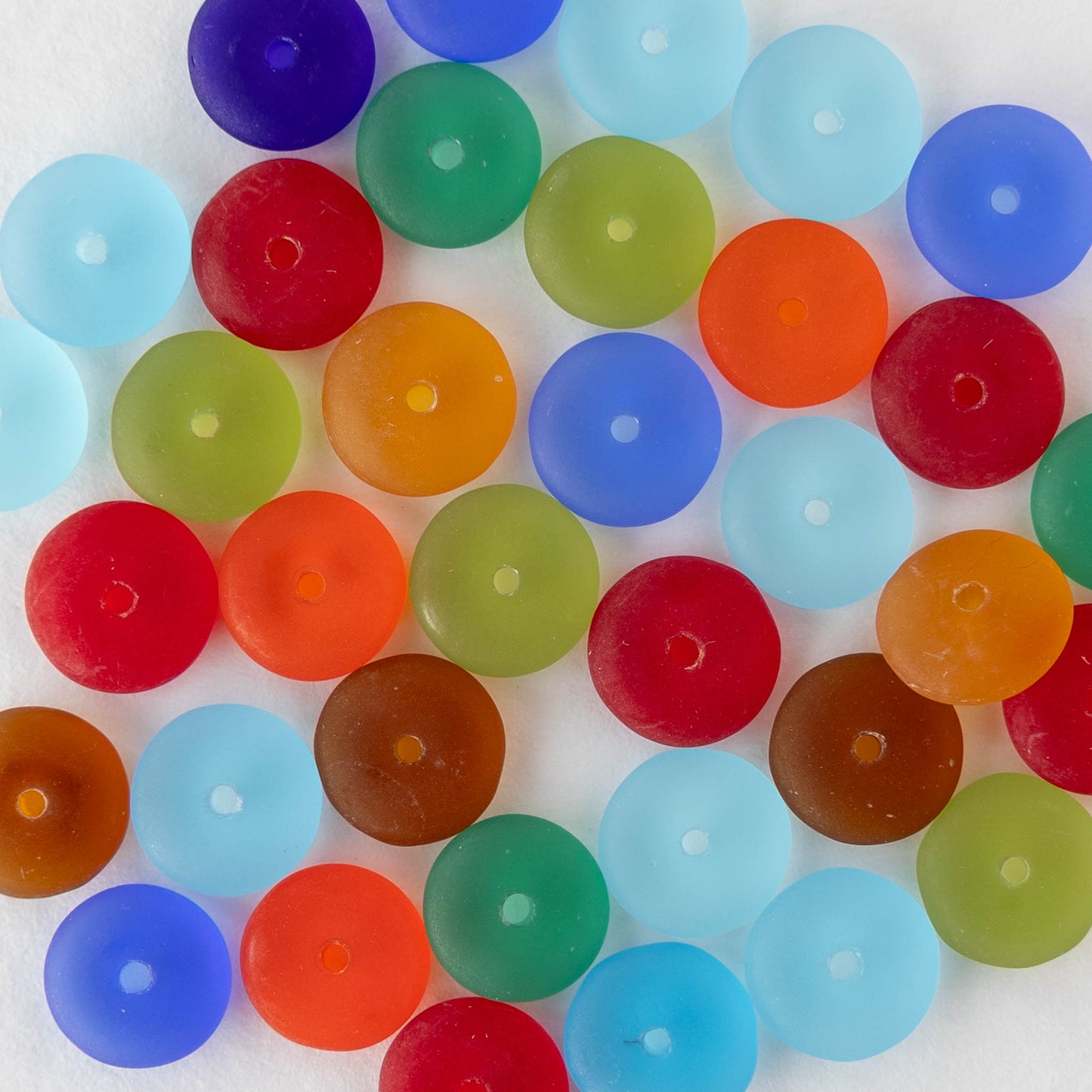 8mm Glass Rondelle Bead - Matte Color Mix - 100 Beads