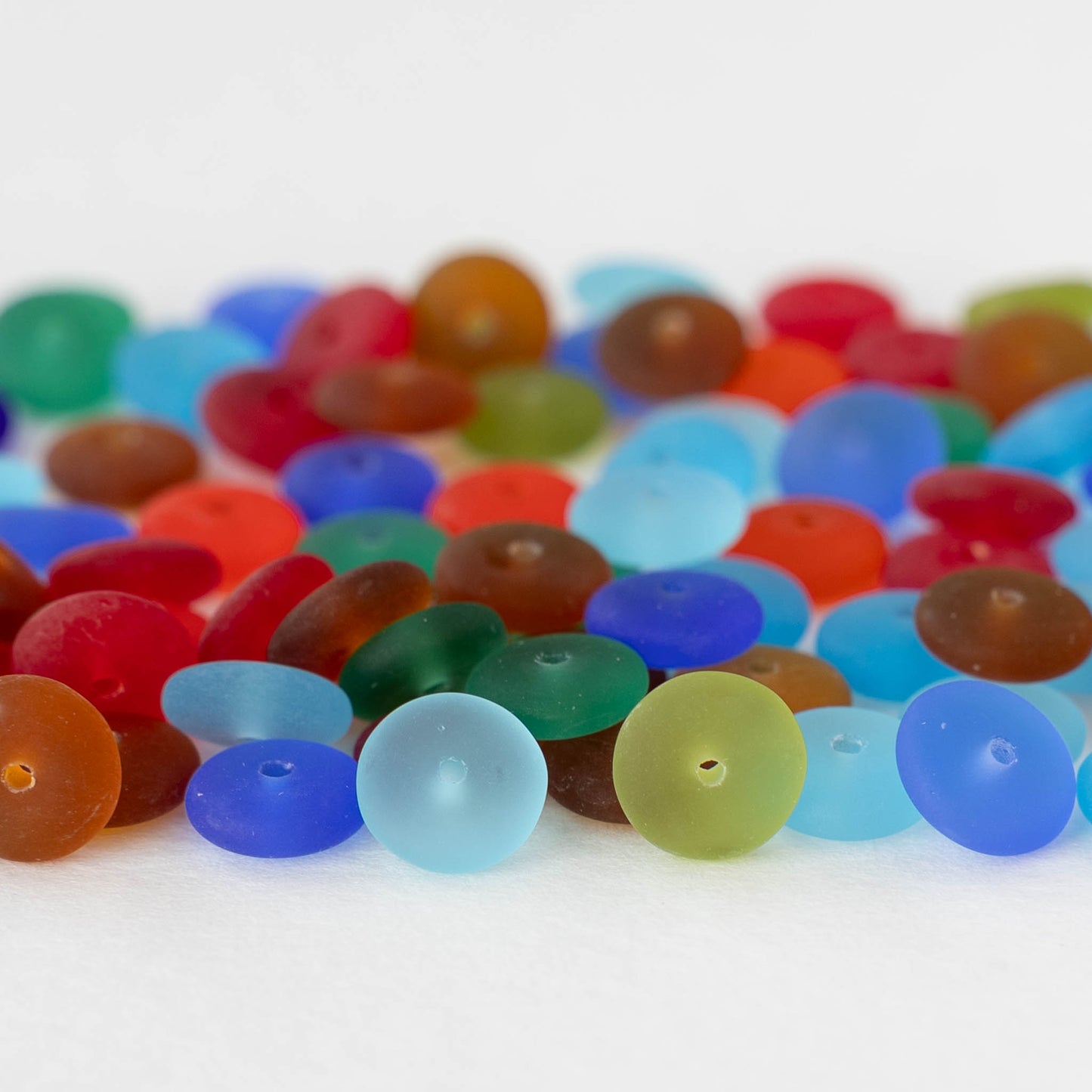 8mm Glass Rondelle Bead - Matte Color Mix - 100 Beads