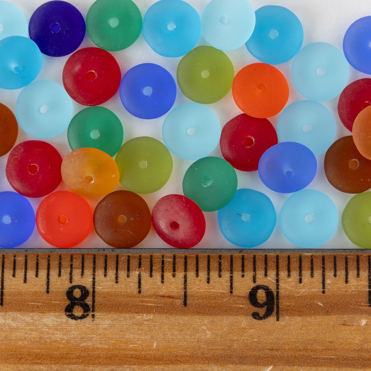 8mm Glass Rondelle Bead - Matte Color Mix - 100 Beads