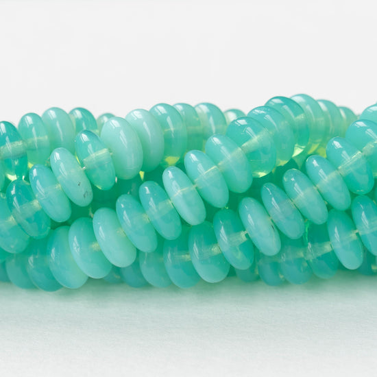 8mm Glass Rondelle Beads - Seafoam Opaline - 30 Beads