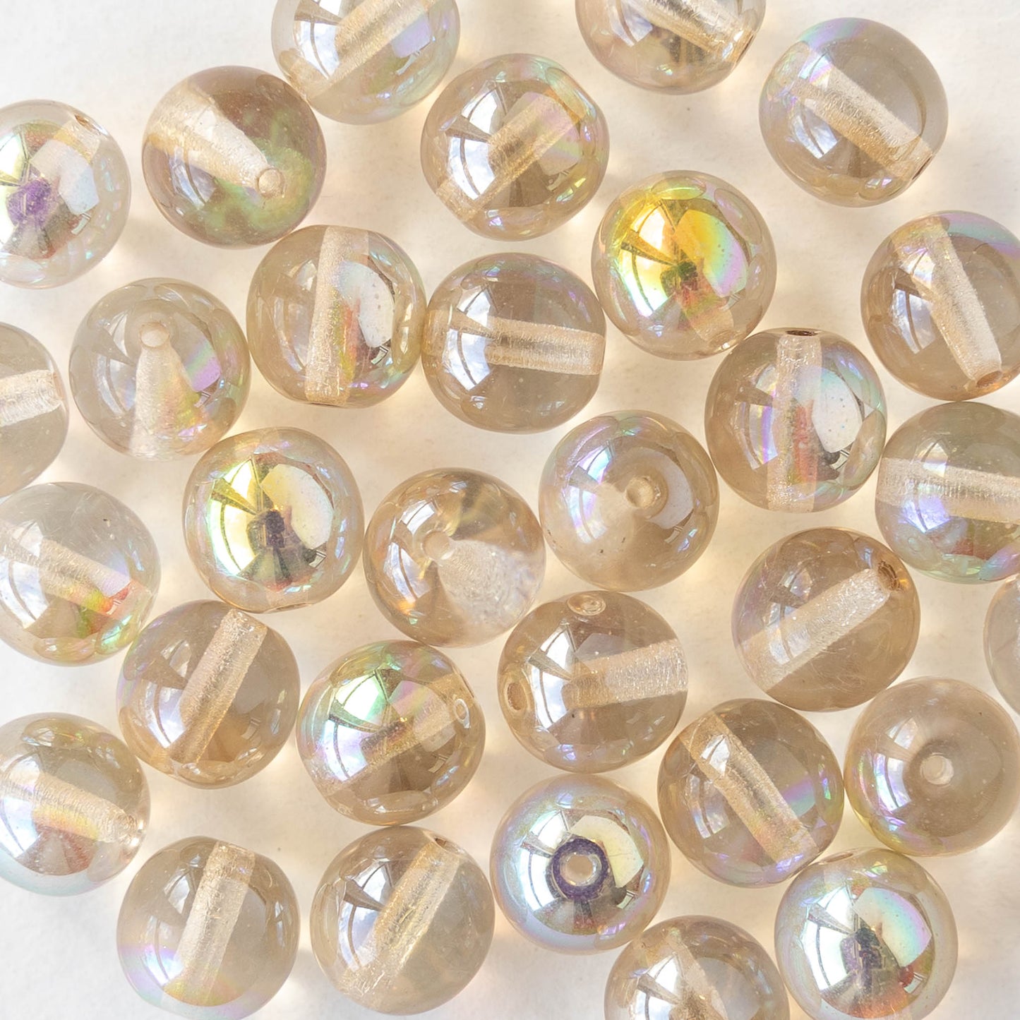 8mm Round Glass Beads - Crystal Lemon Rainbow - 20 beads