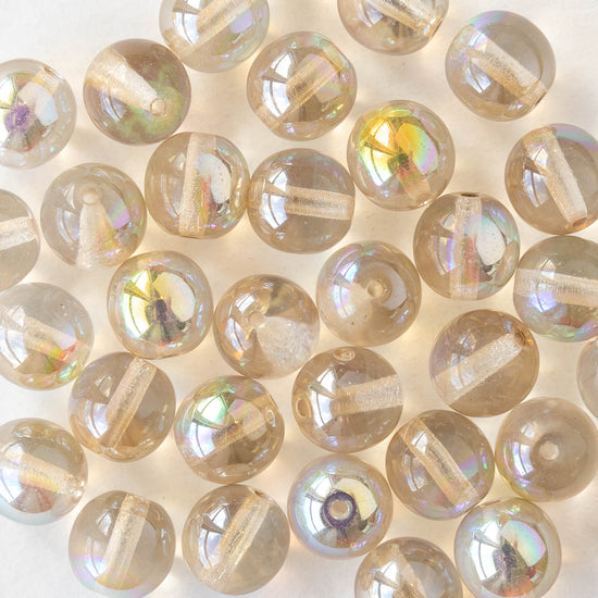 8mm Round Glass Beads - Crystal Lemon Rainbow - 20 beads