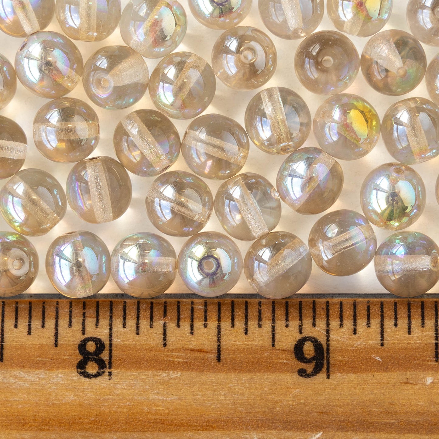 8mm Round Glass Beads - Crystal Lemon Rainbow - 20 beads
