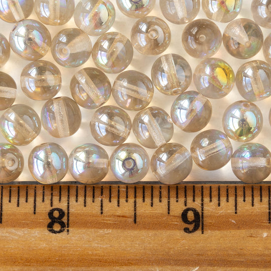 8mm Round Glass Beads - Crystal Lemon Rainbow - 20 beads