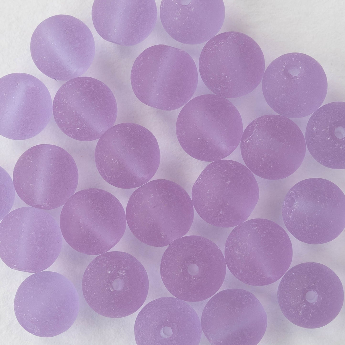 8mm Frosted Glass Rounds - Lilac - 16 Inches
