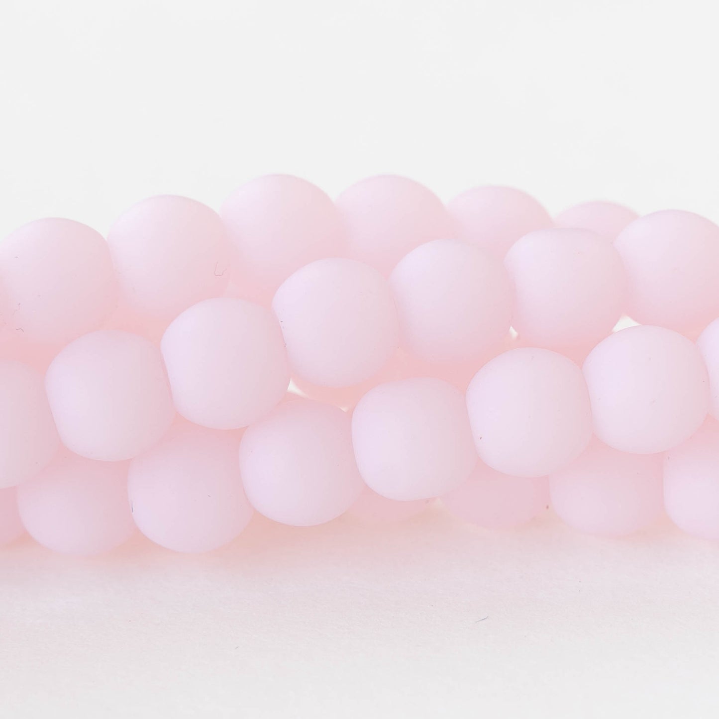 8mm Frosted Glass Rounds - Opaque Light Pink - 16 Inches ~52 beads