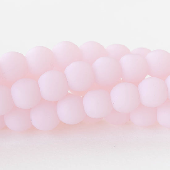 8mm Frosted Glass Rounds - Opaque Light Pink - 16 Inches ~52 beads
