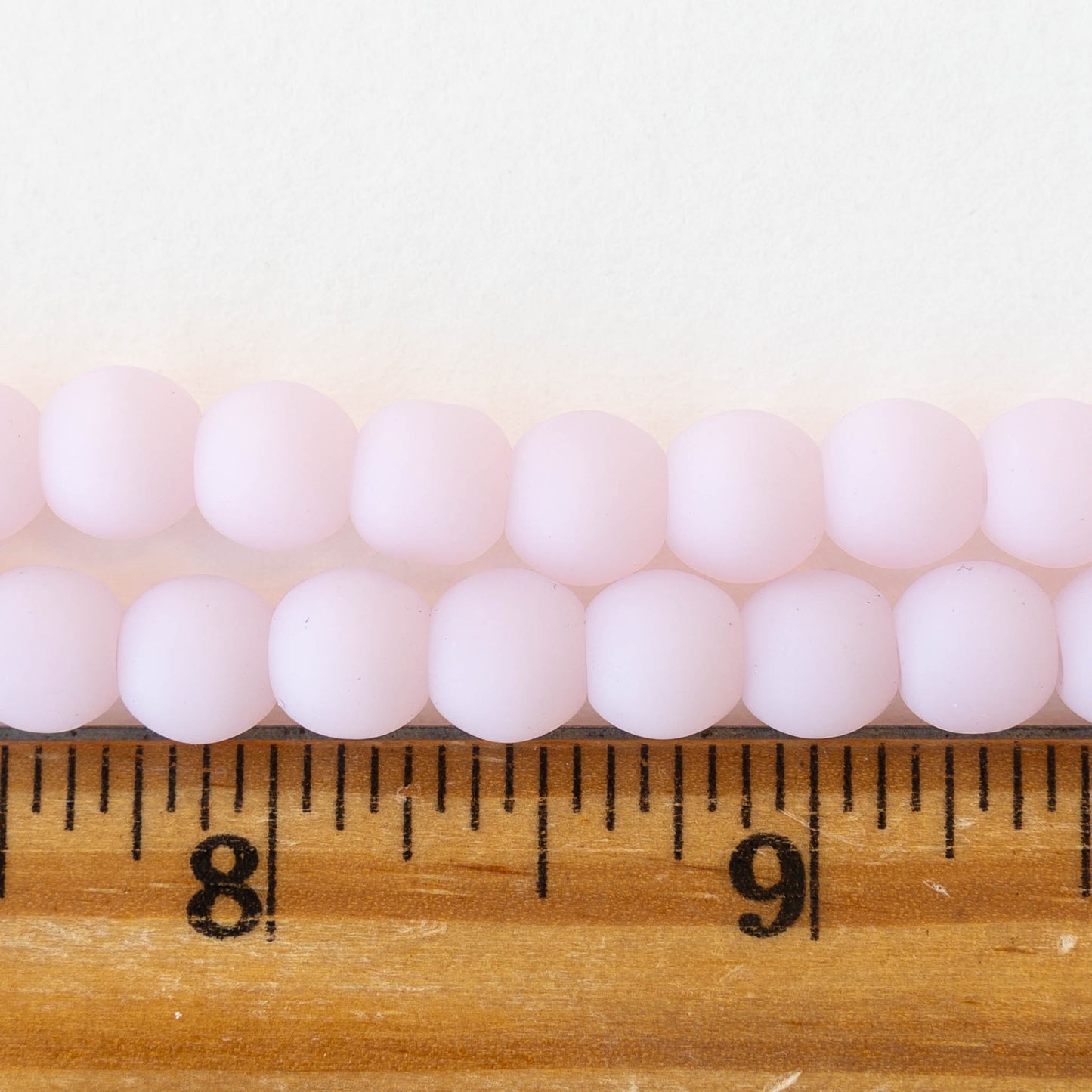 8mm Frosted Glass Rounds - Opaque Light Pink - 16 Inches ~52 beads