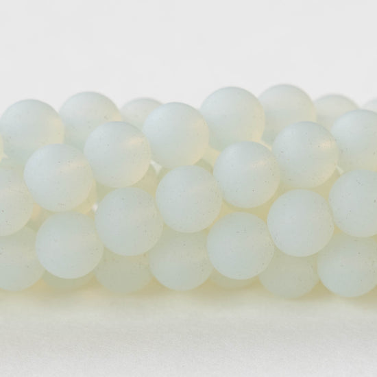 8mm Frosted Glass Rounds - Moonstone Glass - 16 Inches
