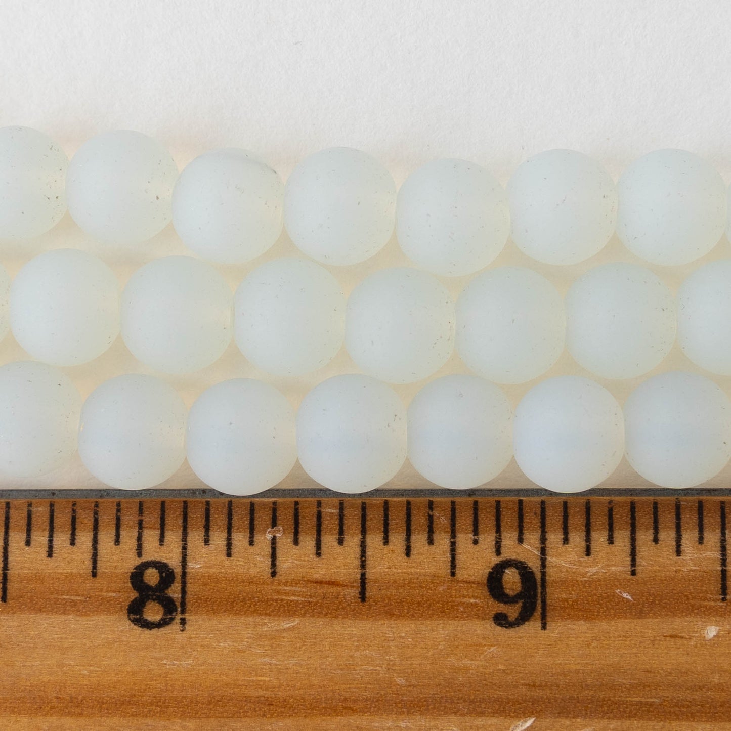 8mm Frosted Glass Rounds - Moonstone Glass - 16 Inches