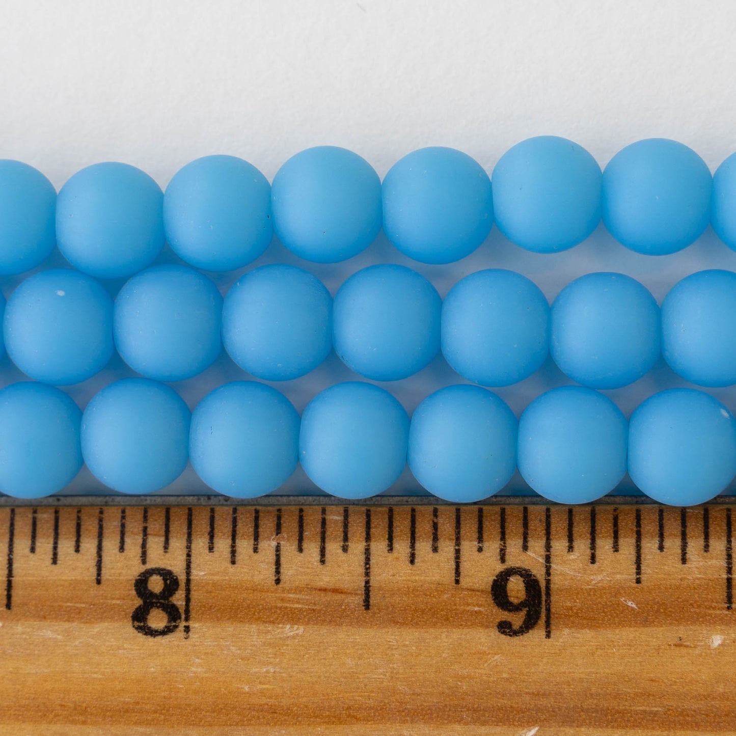 8mm Frosted Glass Rounds - Opaque Blue Opal - 16 Inches