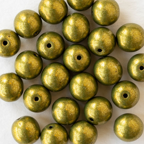 8mm Round Glass Beads - Saturated Metallic Meadowlark - 25 beads