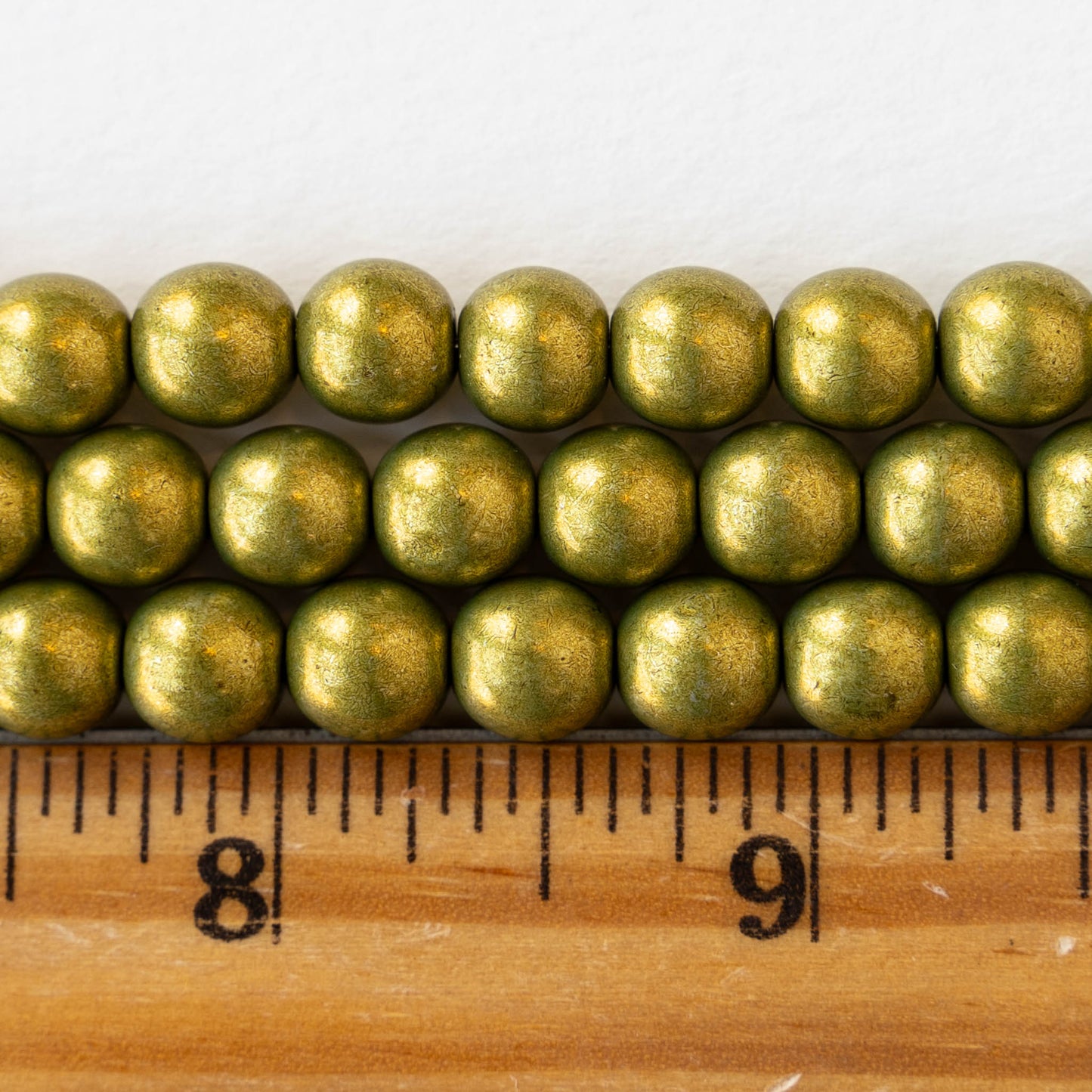 8mm Round Glass Beads - Saturated Metallic Meadowlark - 25 beads