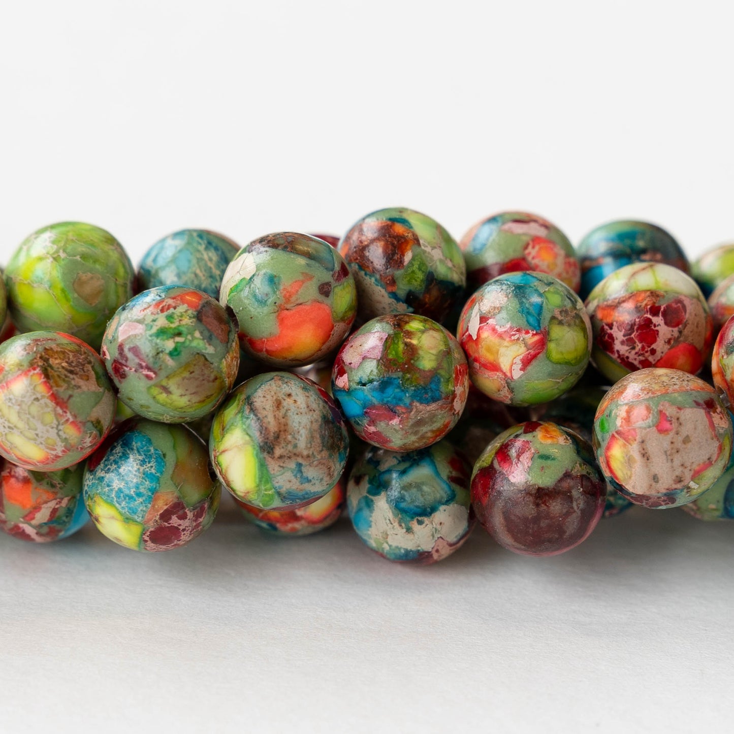 8mm Impression Jasper Round Beads - Rainbow - 15 inch strand ~45 beads