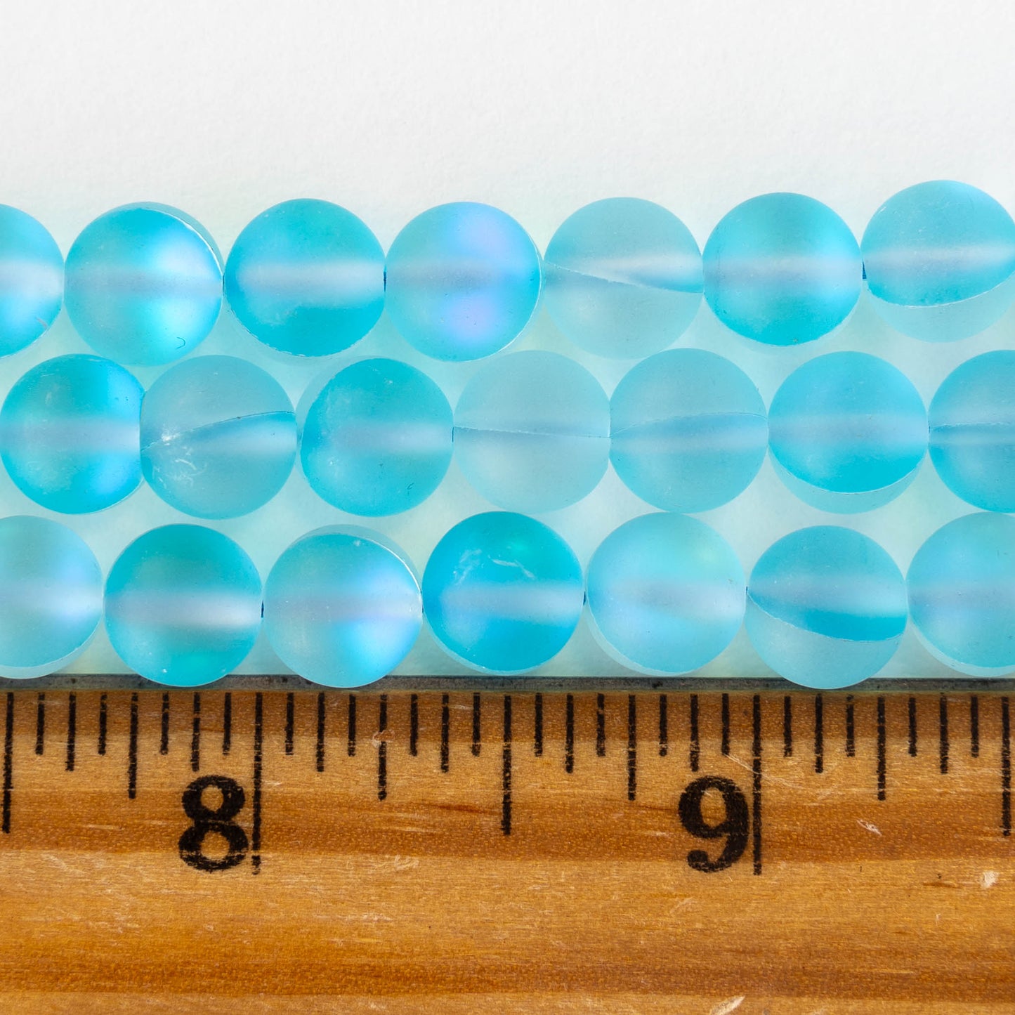 8mm Round Glass Beads - Mystic Aura Aqua Matte- 20 beads