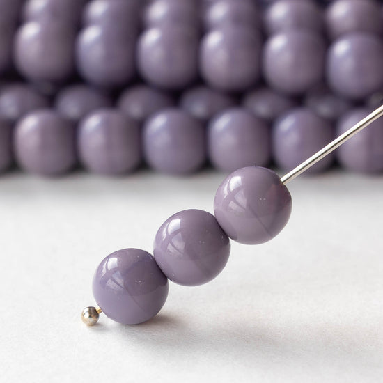8mm Round Glass Beads - Opaque Lavender - 20 Beads