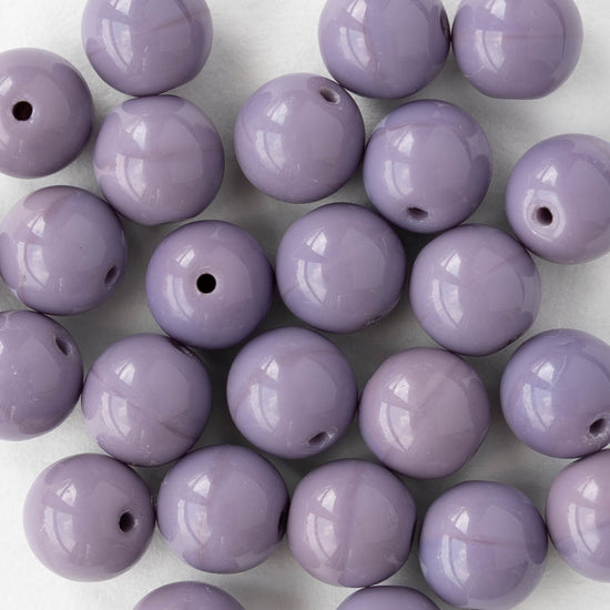 8mm Round Glass Beads - Opaque Lavender - 20 Beads