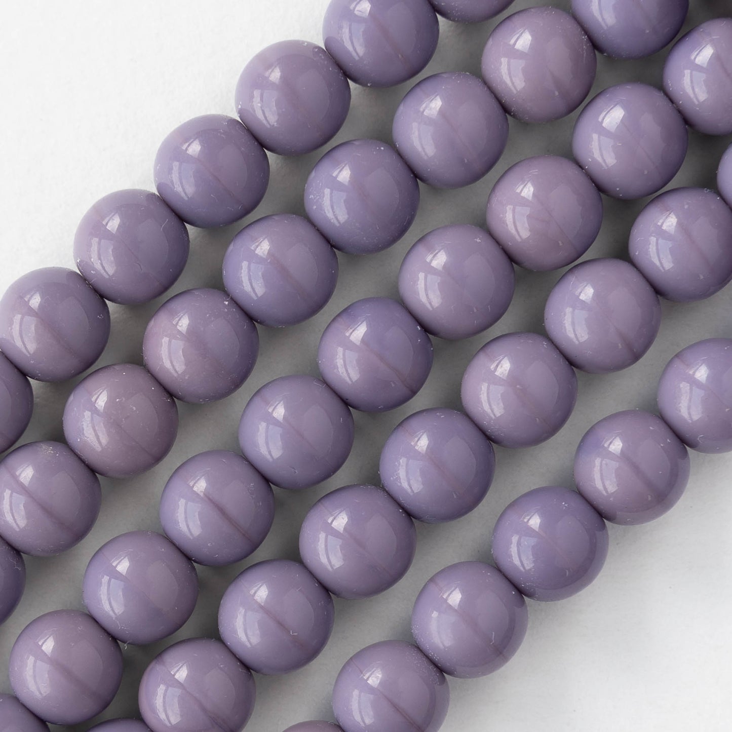 8mm Round Glass Beads - Opaque Lavender - 20 Beads