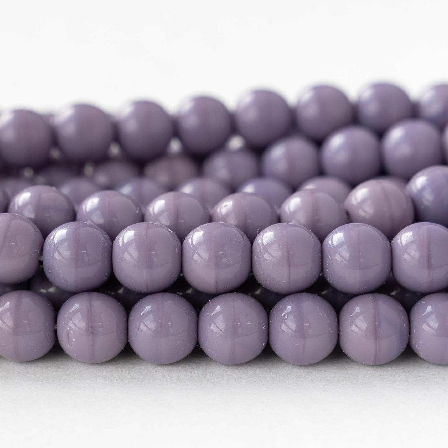 8mm Round Glass Beads - Opaque Lavender - 20 Beads