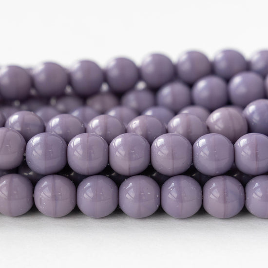 8mm Round Glass Beads - Opaque Lavender - 20 Beads