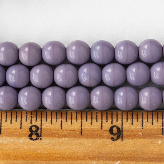 8mm Round Glass Beads - Opaque Lavender - 20 Beads