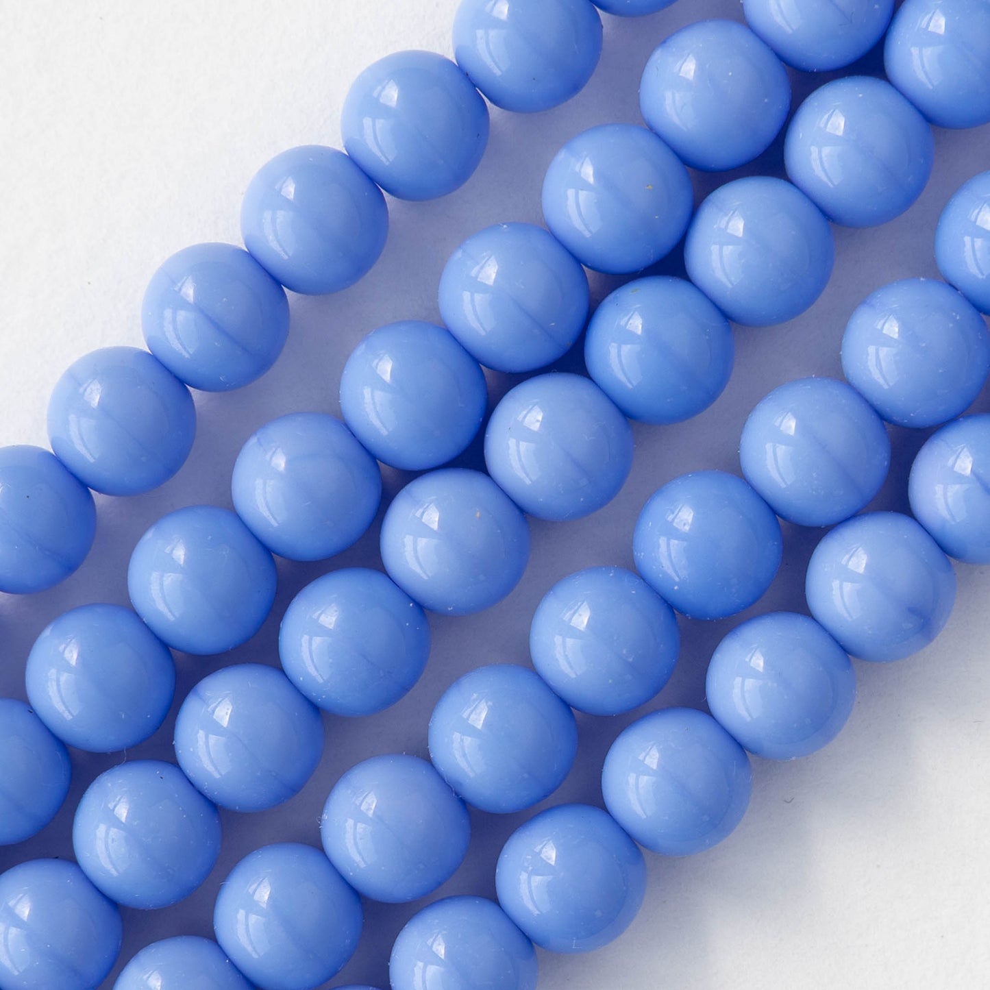 8mm Round Glass Beads - Opaque Periwinkle Blue - 20 Beads