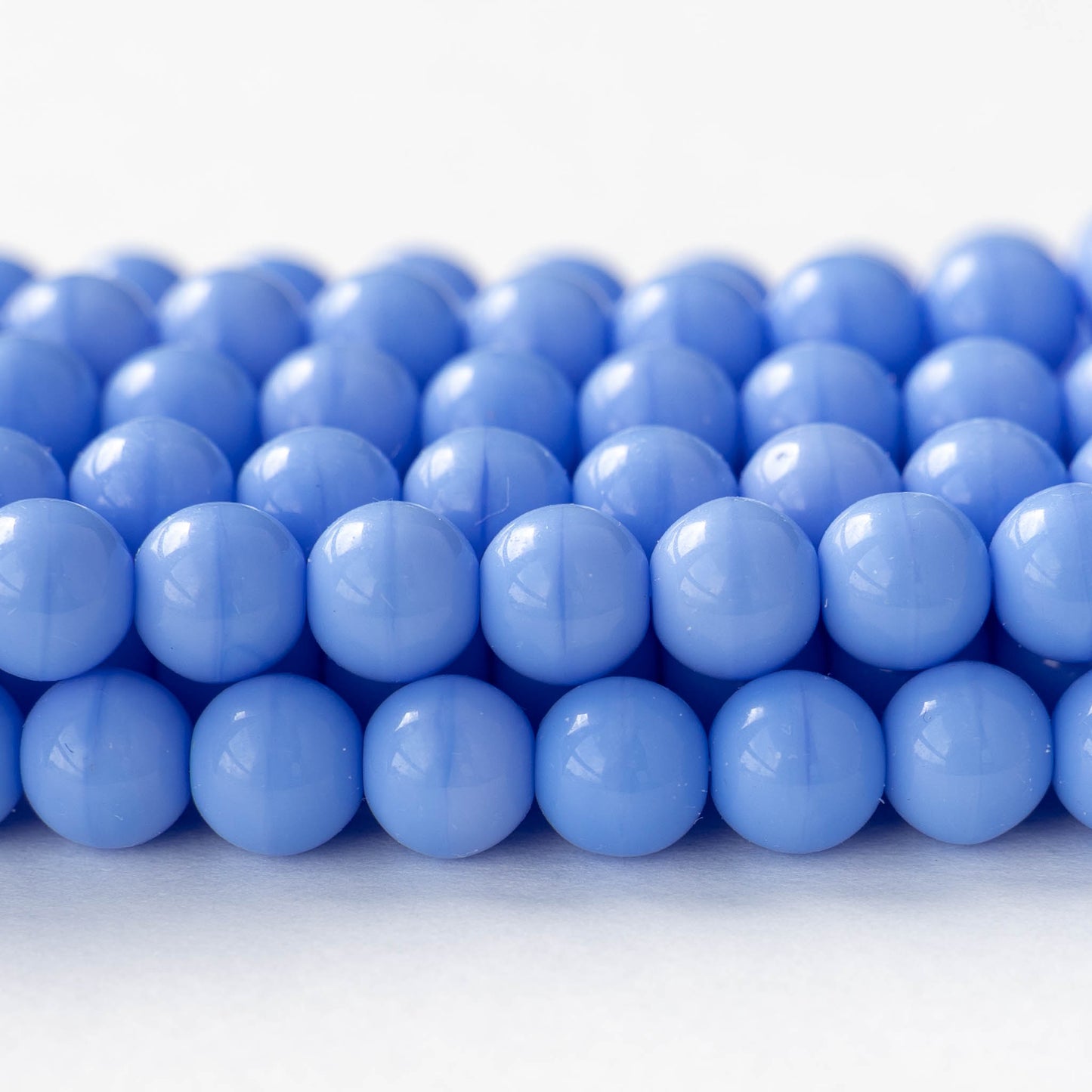 8mm Round Glass Beads - Opaque Periwinkle Blue - 20 Beads