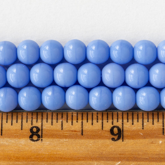 8mm Round Glass Beads - Opaque Periwinkle Blue - 20 Beads