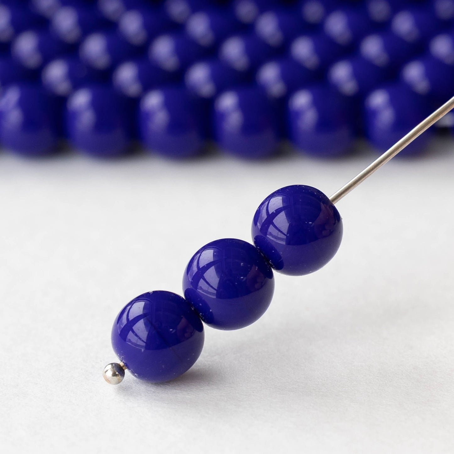 8mm Round Glass Beads - Opaque Cobalt - 20 Beads