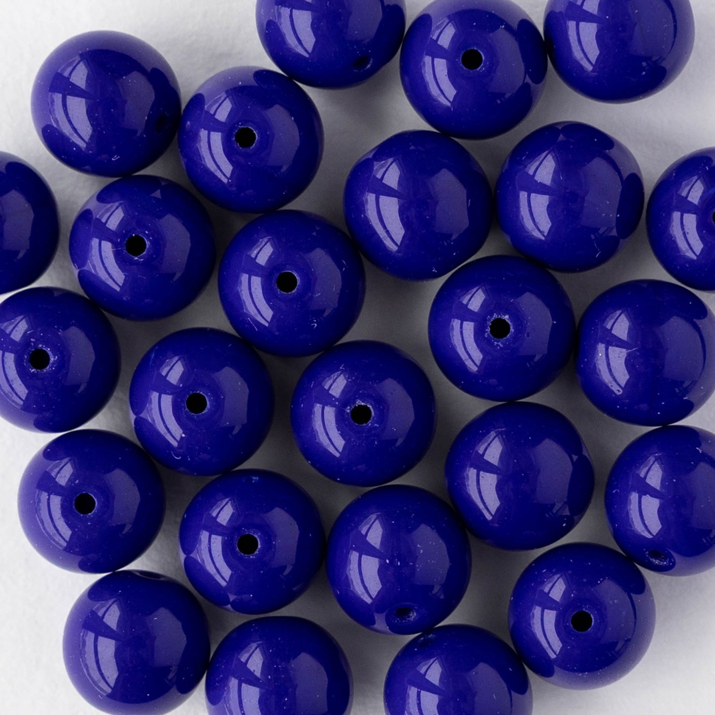 8mm Round Glass Beads - Opaque Cobalt - 20 Beads