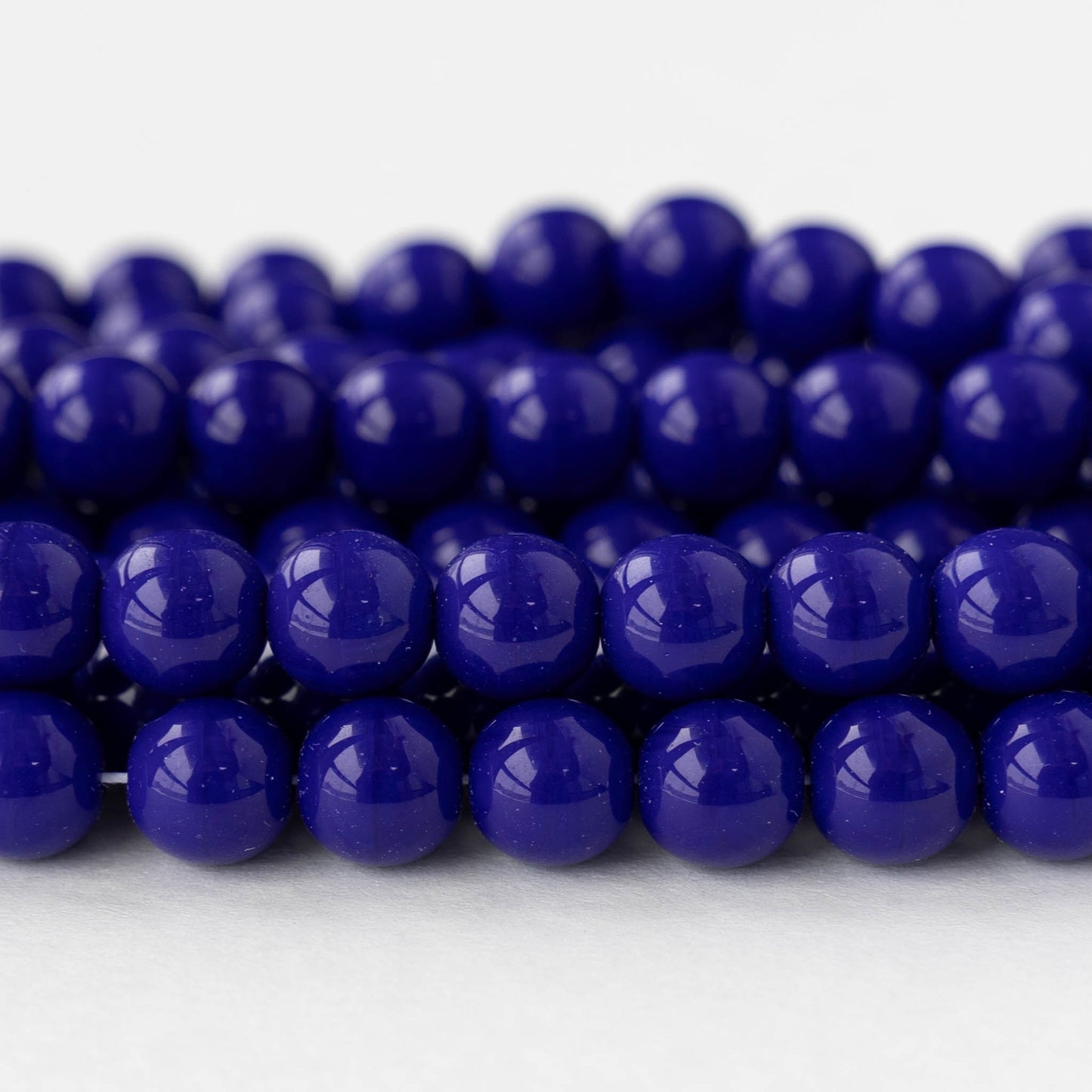 8mm Round Glass Beads - Opaque Cobalt - 20 Beads