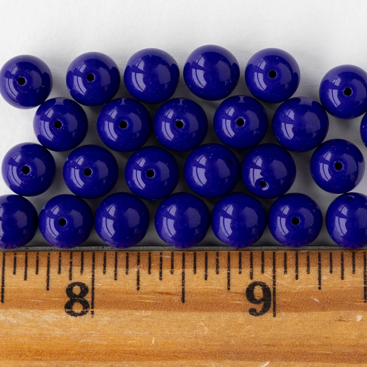 8mm Round Glass Beads - Opaque Cobalt - 20 Beads