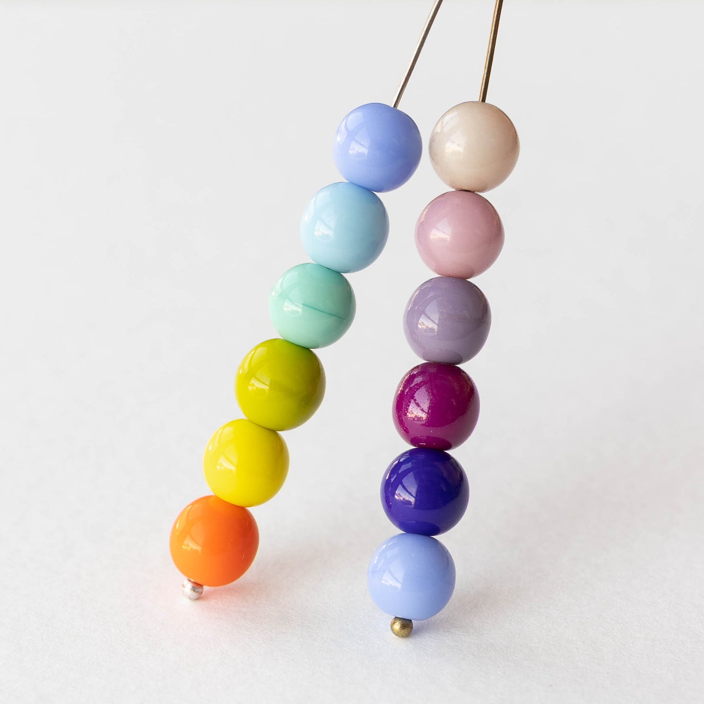 8mm Round Glass Beads - Opaque Color Mix - 100 beads