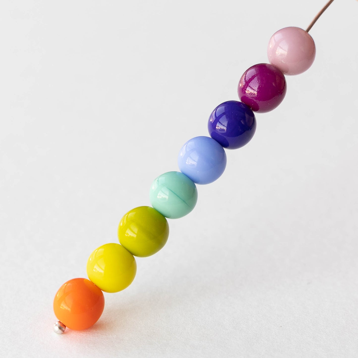 8mm Round Glass Beads - Opaque Color Mix - 100 beads