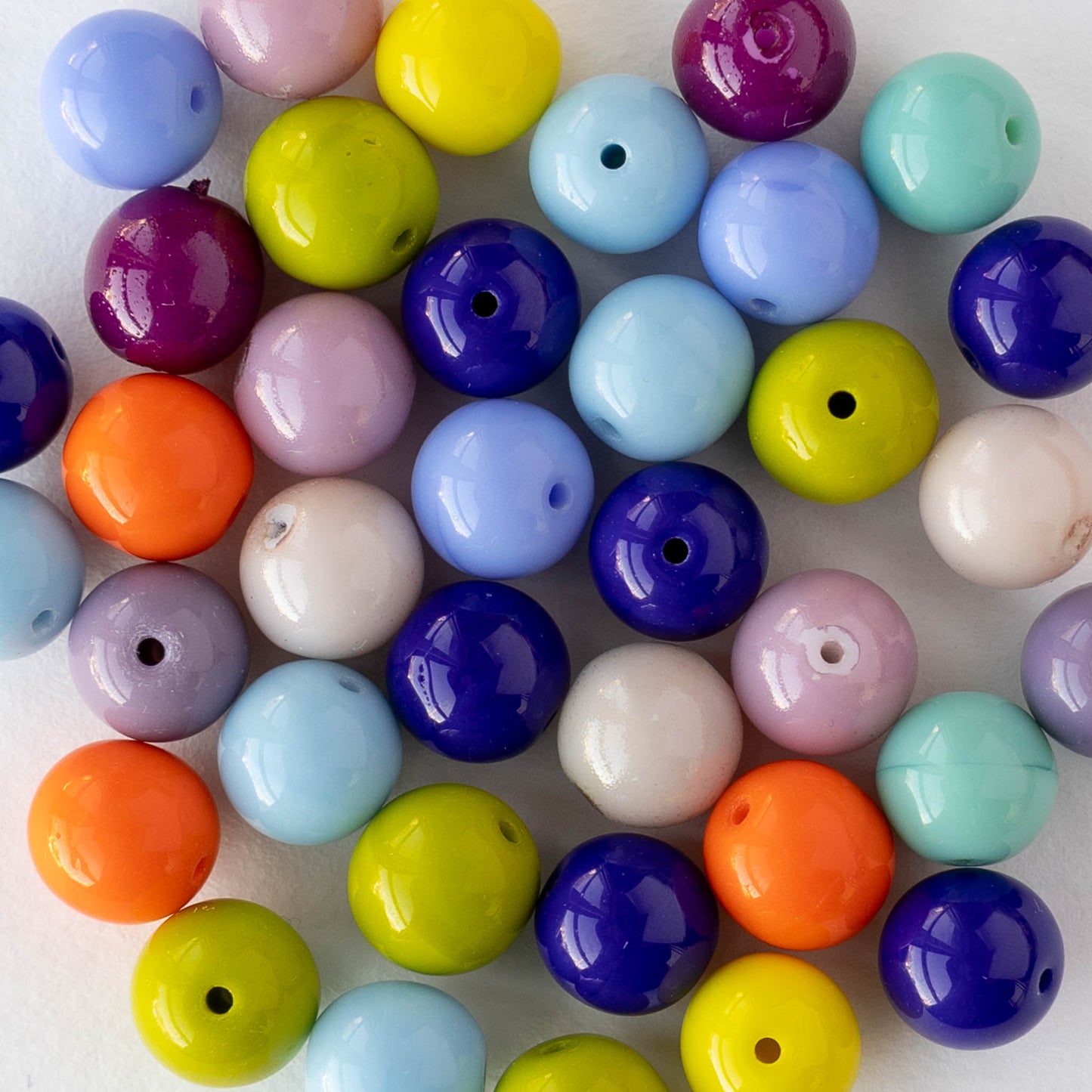 8mm Round Glass Beads - Opaque Color Mix - 100 beads